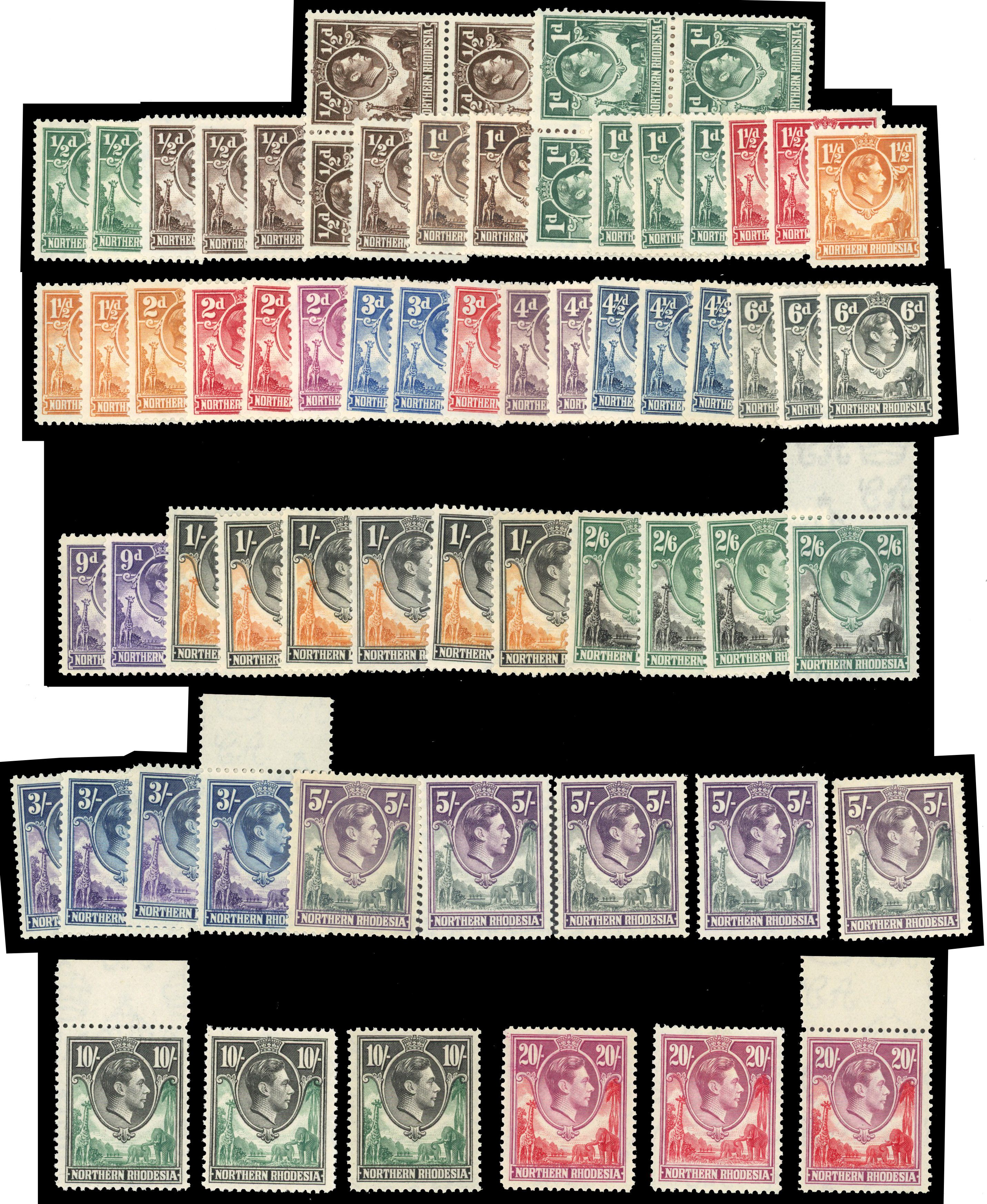 Northern Rhodesia SG 35-45 collection mint