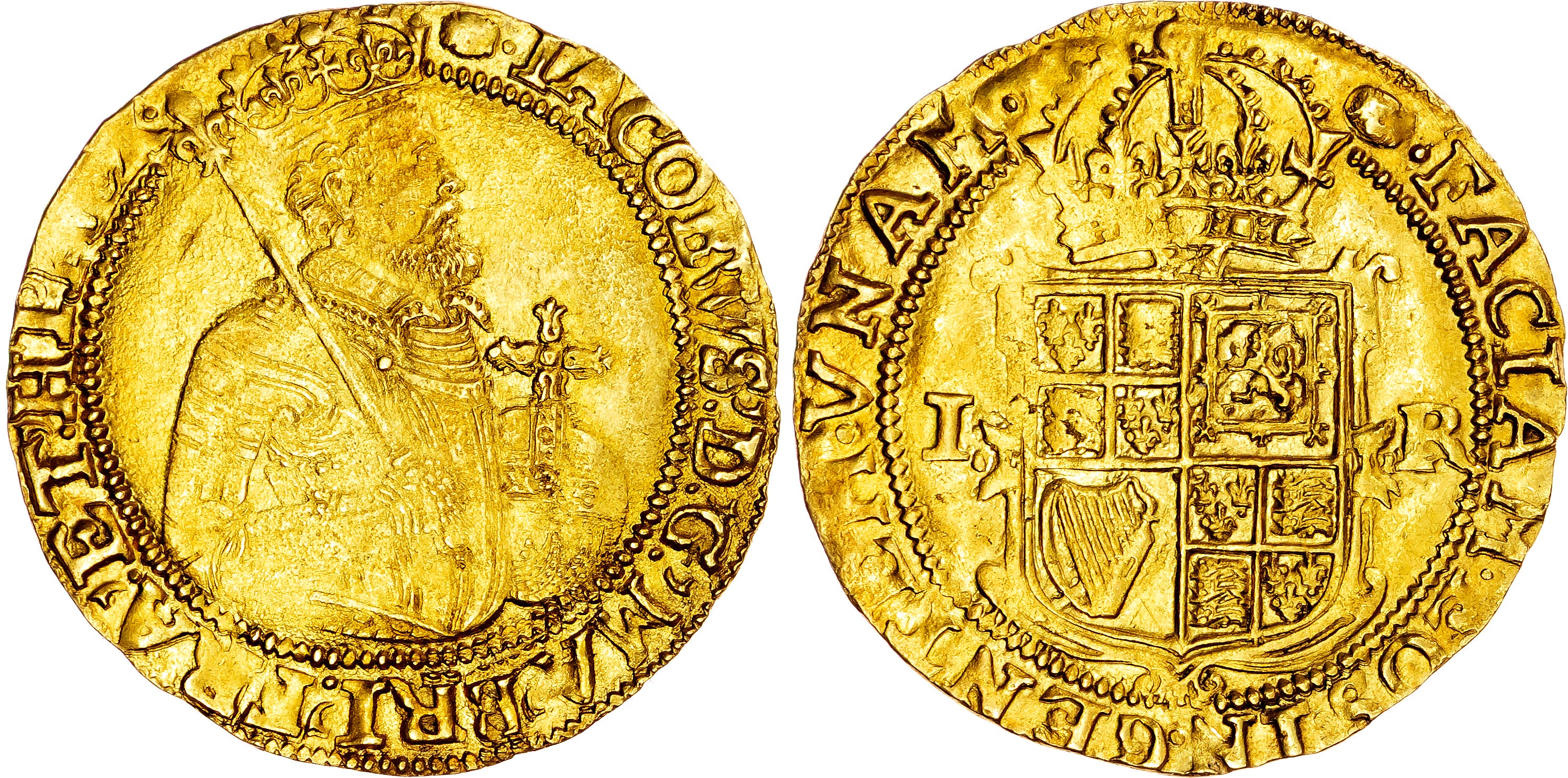 James I (1603-1625), AV Unite, Second Coinage, Tower (London) mint, mm. tun (1615-16).