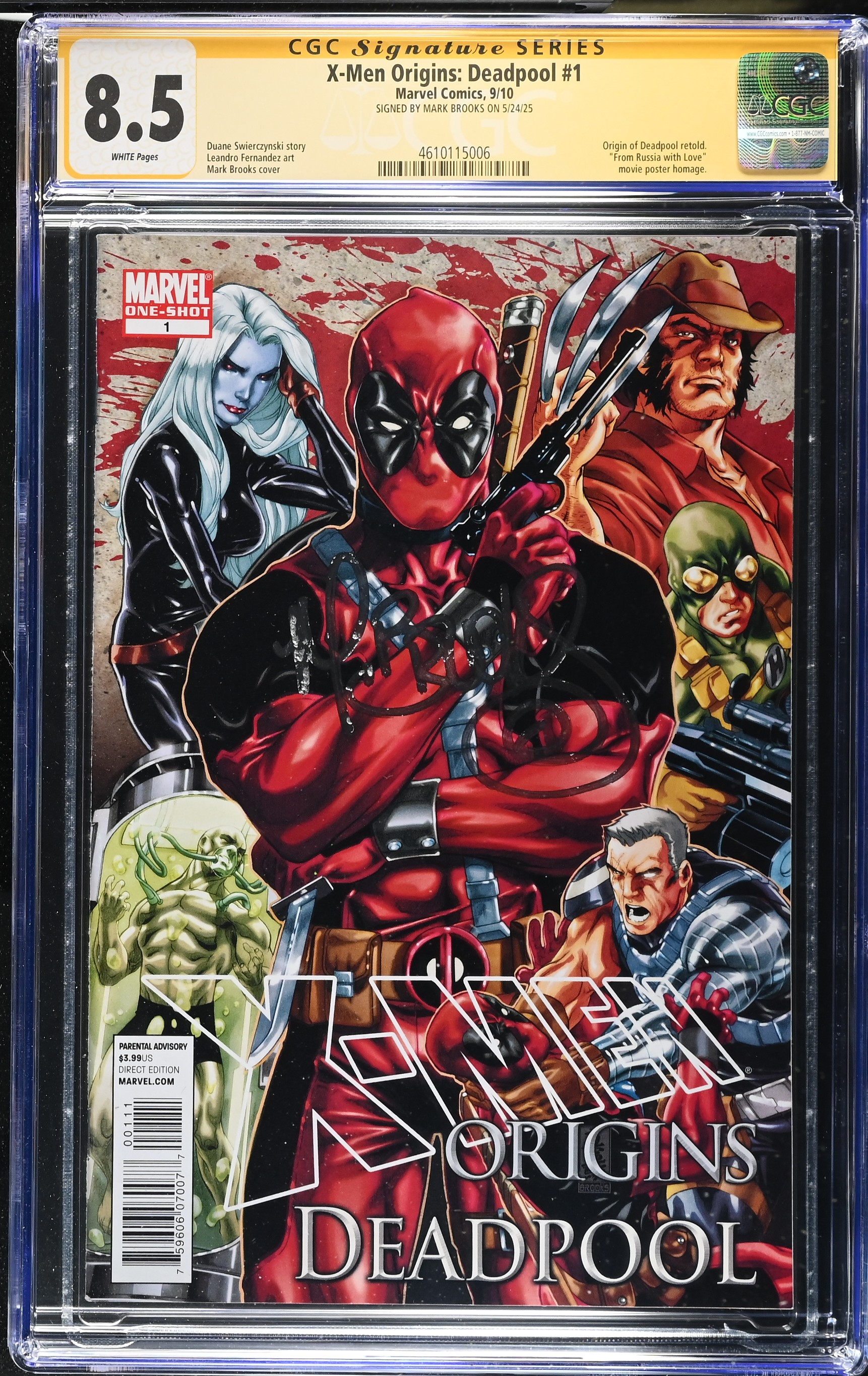 X-Men Origins Deadpool (Marvel Comics 2010) CGC 8.5 Signed by Mark Brooks