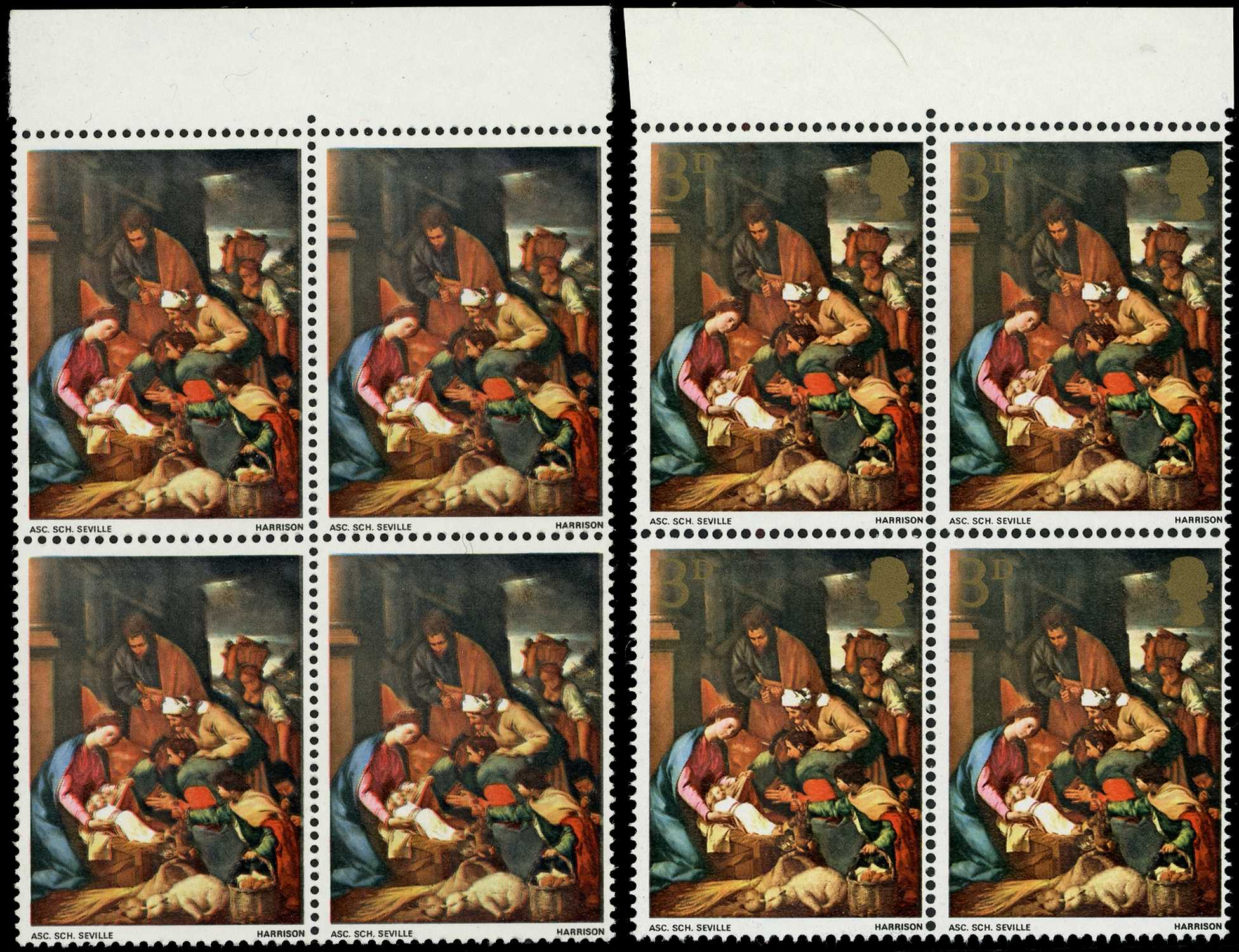 1967 Christmas 3d block of four showing...