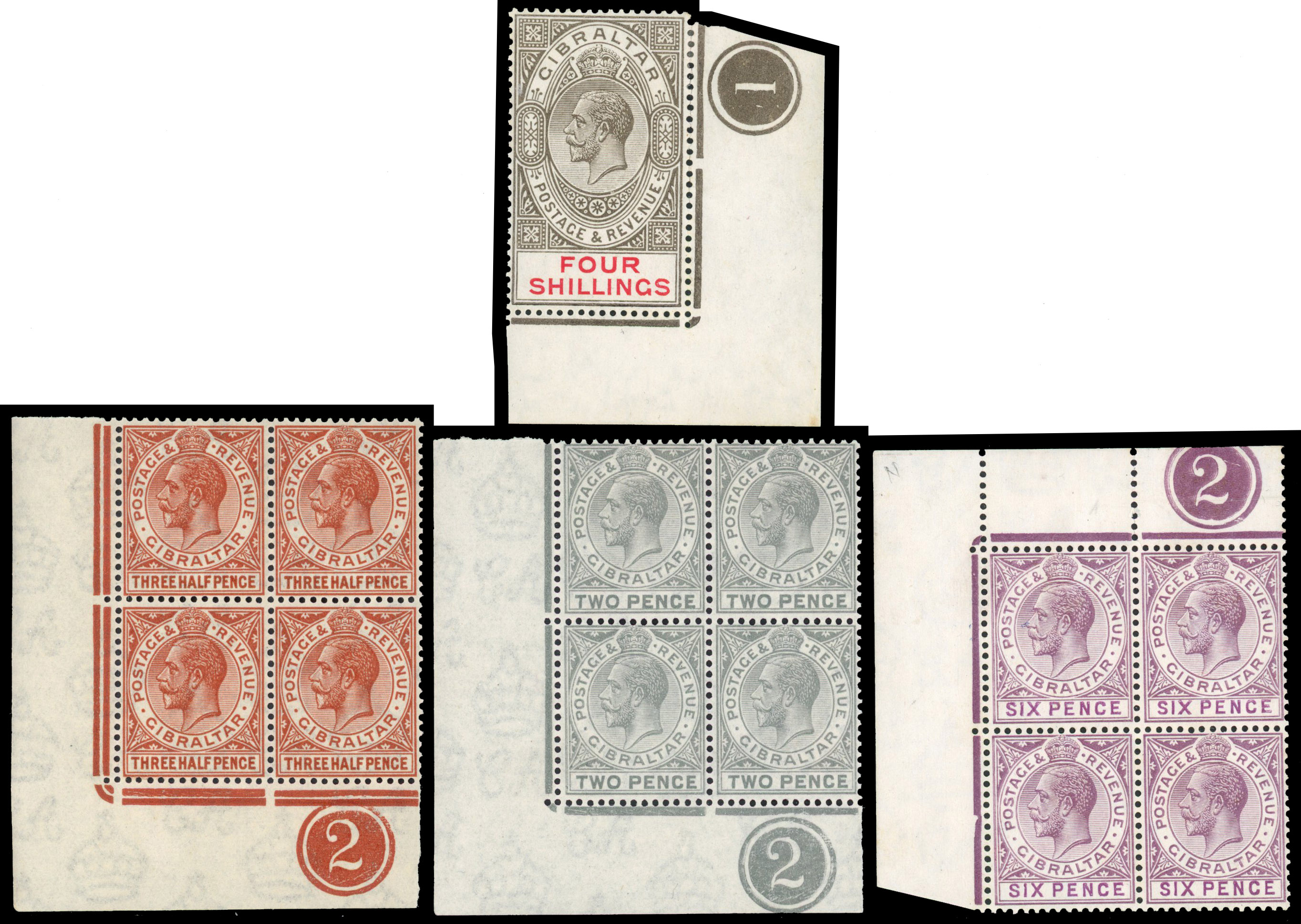 Gibraltar 1921-27 plate number range to 4s