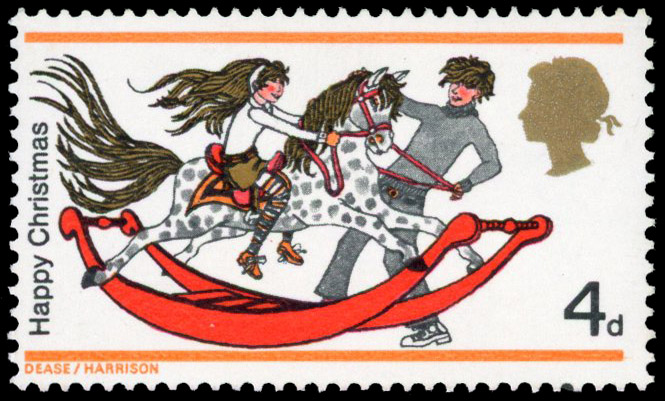 GB: 1968 4d Christmas ultramarine (girl's jumper) omitted fine unmounted o.g. SG 775c