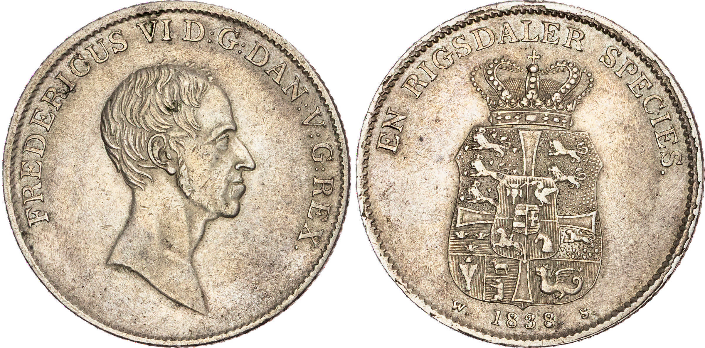 Denmark, Frederick VI (1808-1839), silver Rigsdaler Specie, 1838