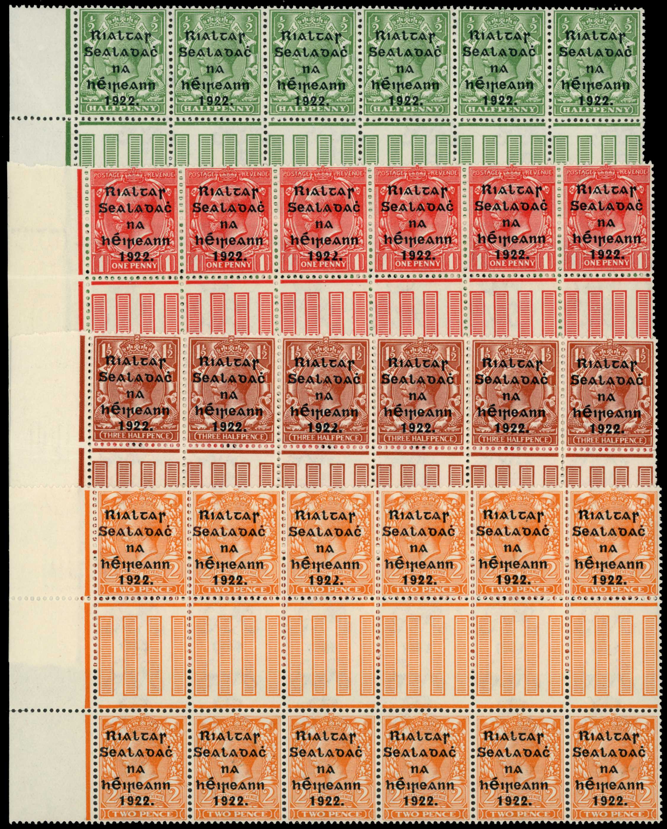 1922 (Nov-Dec) ½d, 1d, 1½d, 2d, type 4 opt...