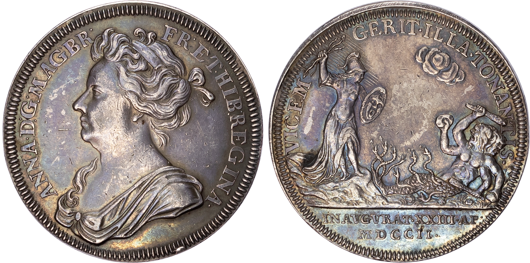 Anne (1702-14) Coronation, Silver Medal, 1702 by J. Croke