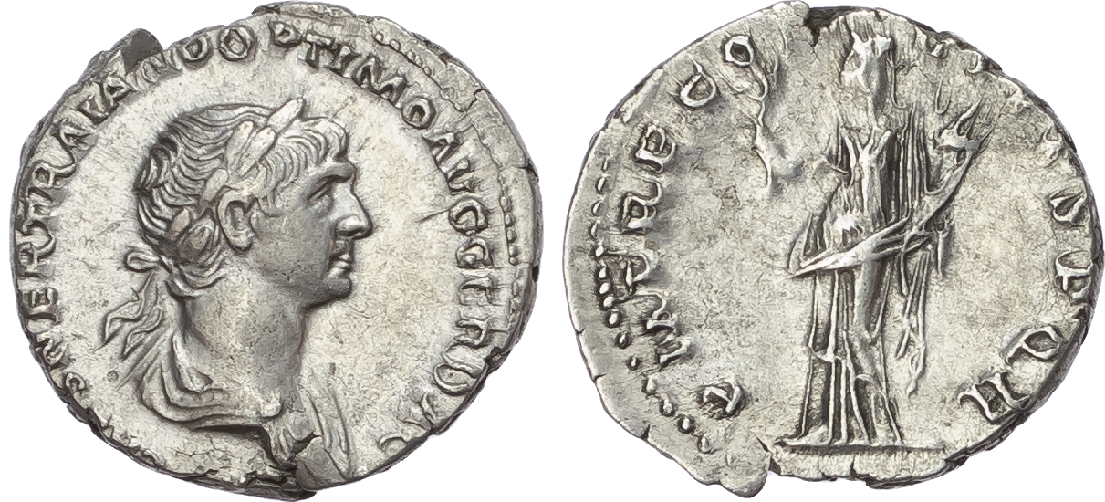 Trajan (AD 98-117) AR Denarius, Rome, AD 114-116, 3.43g.