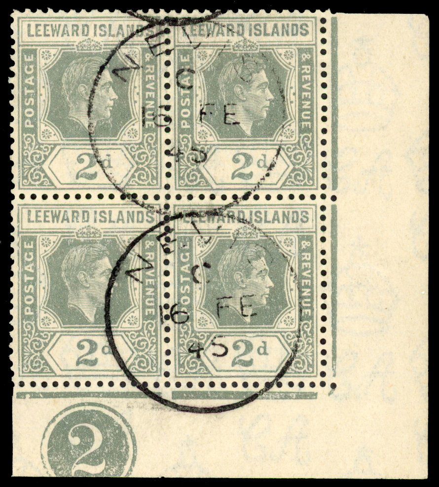 Leeward Islands SG 103ba Plate block used