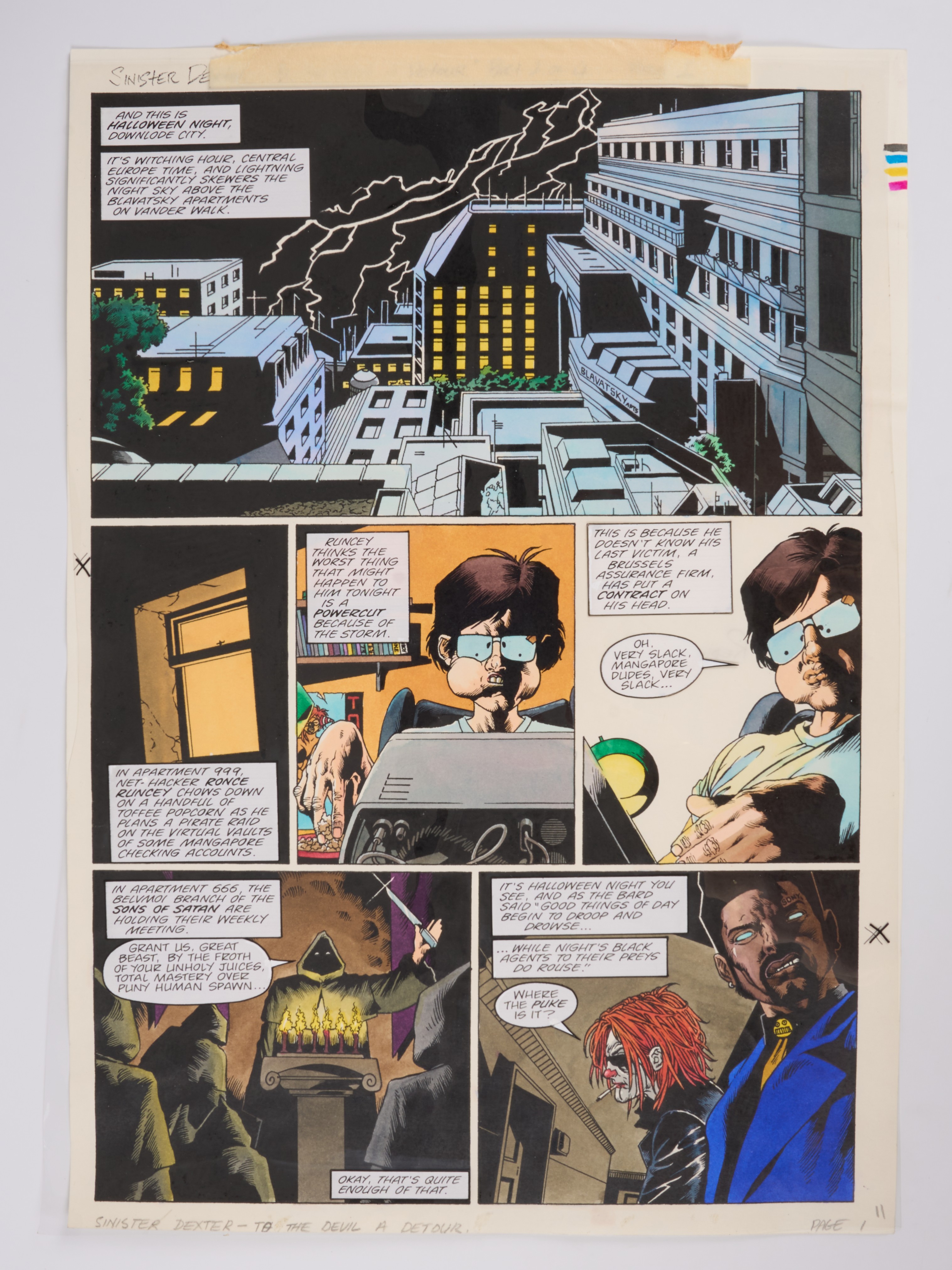 Andy Clarke 2000 AD Prog #1088 & #1089 To The Devil a Detour Colour Story Pages (Fleetway, 1998) Total 4