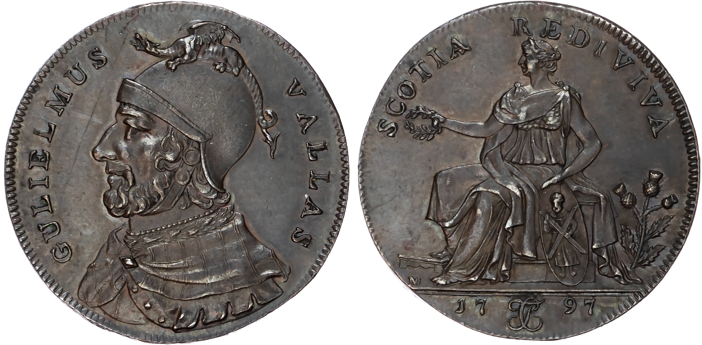 Ayrs. , William Fullarton (Troon Canal), Milton's Halfpenny 1797, helmeted bust of William Wallace left, rev. …