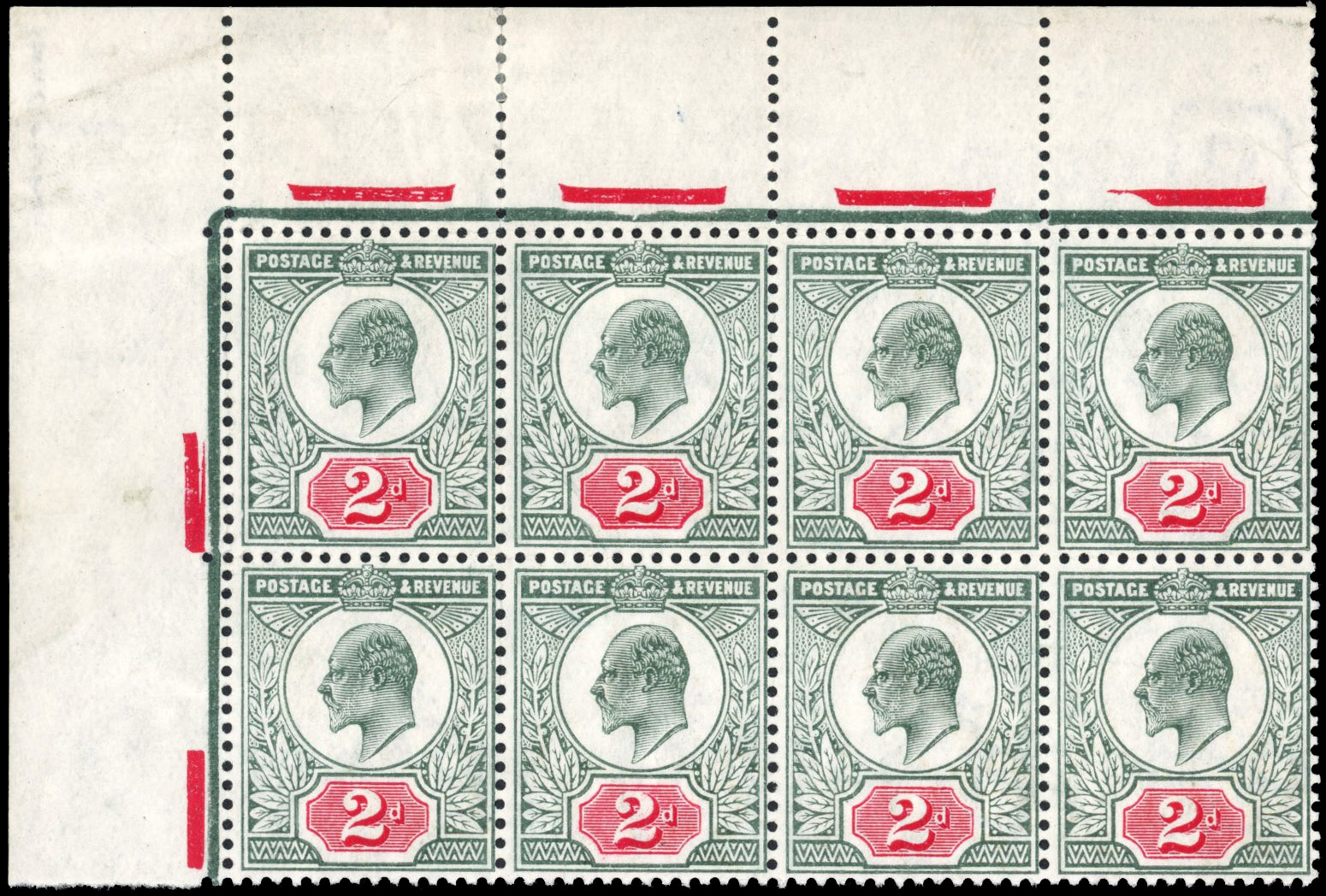 Great Britain 1902-10 2d grey green & scarlet with Distorted Value Tablet. SG 228var