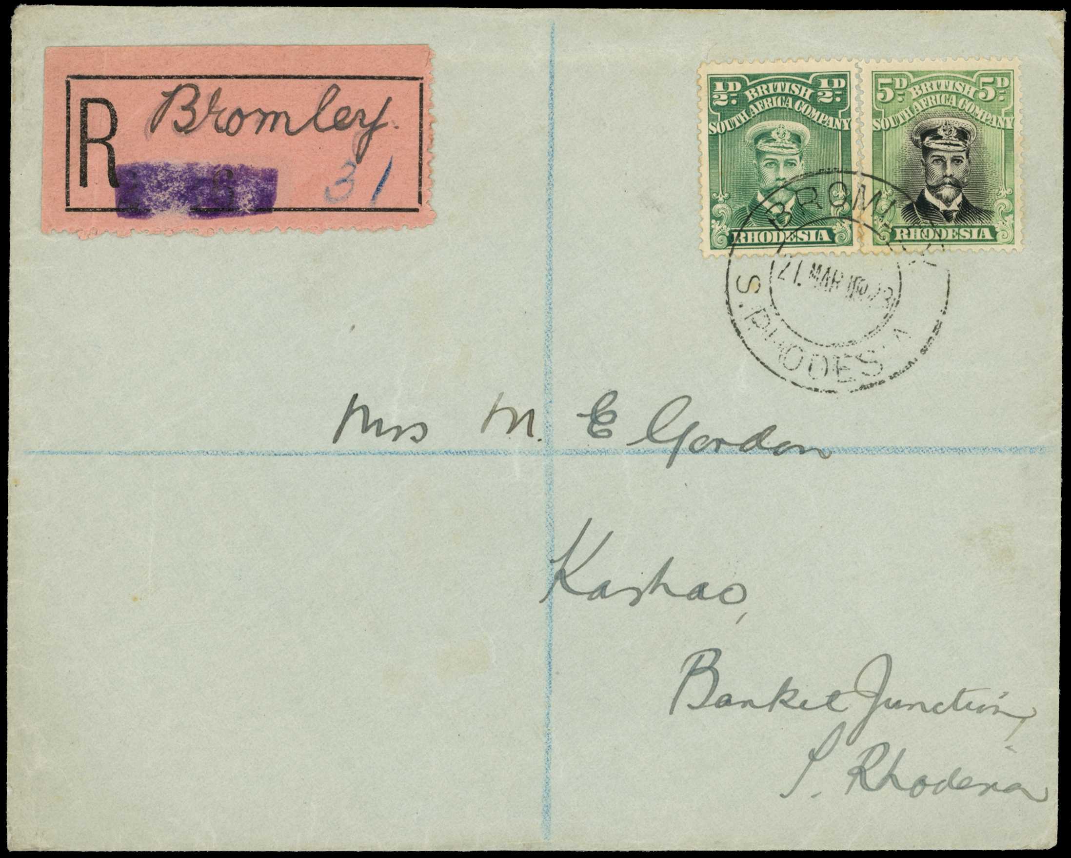 1923 registered philatelic cover to...