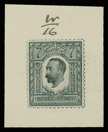 Great Britain 1910 7d "Hentschel" half tone essay. Very fine small format example produced by the Printex method i…