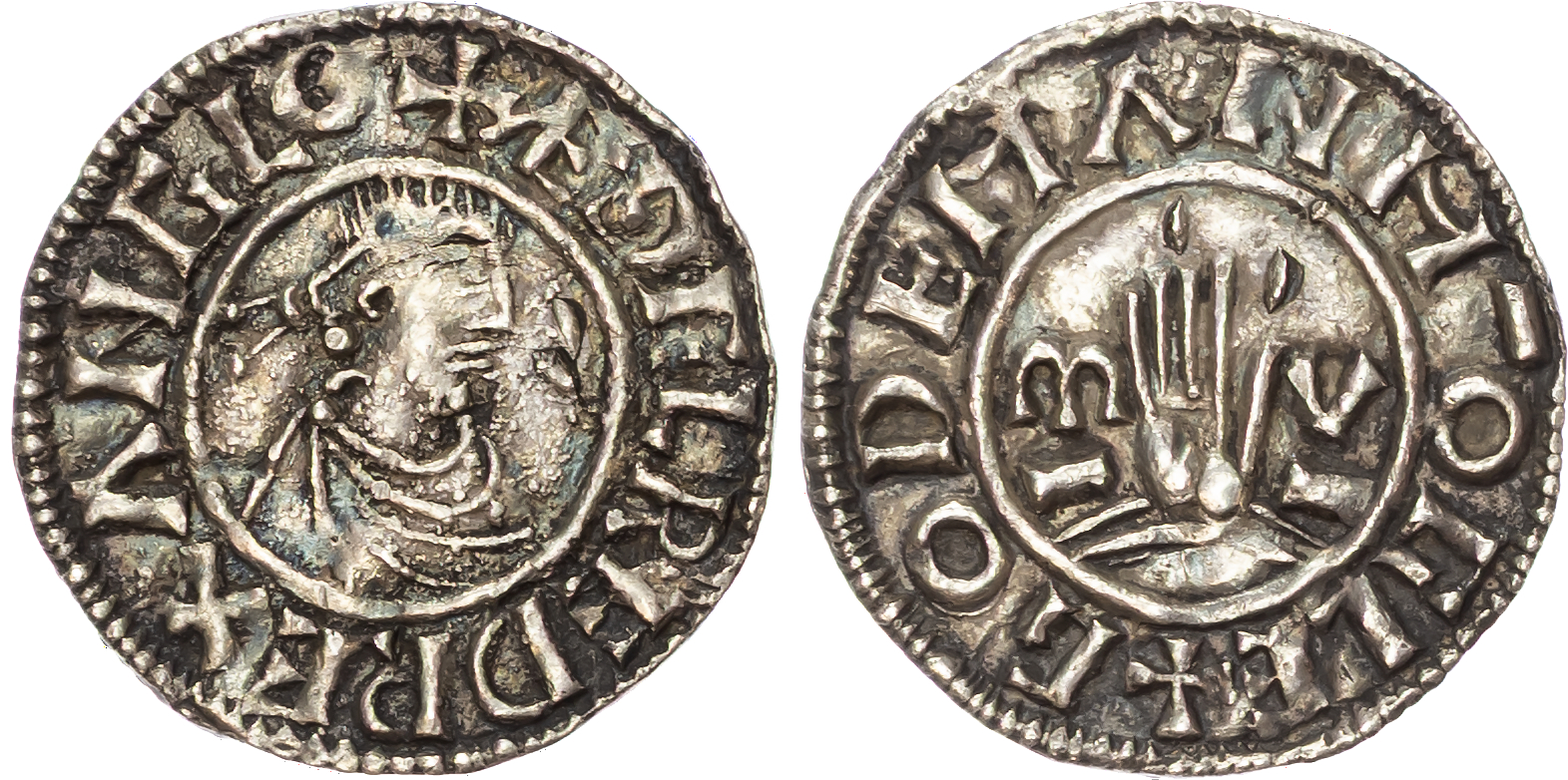 Aethelred II (978‑1016), AR Penny, first hand type, Gloucester mint, Godeman as moneyer.