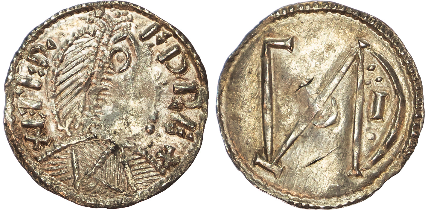 Danelaw (c.890), Five Boroughs, Alfred the Great, Penny, imitation of London Monogram type A