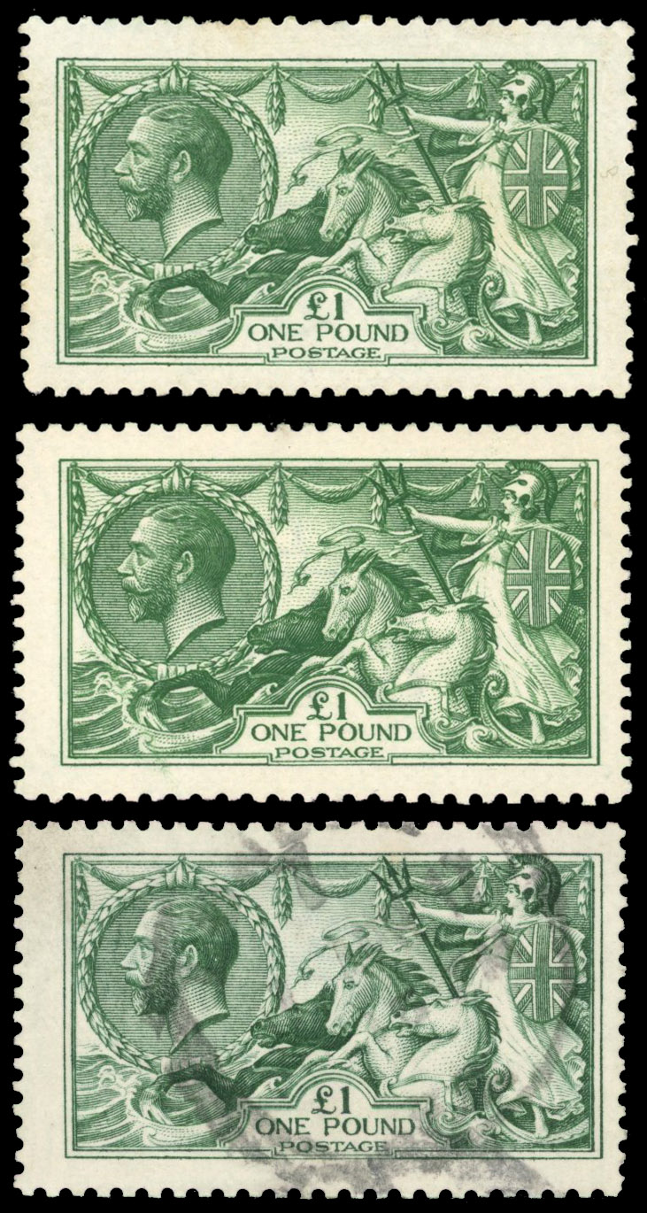 GB 1913 Waterlow £1 shades SG 403/404