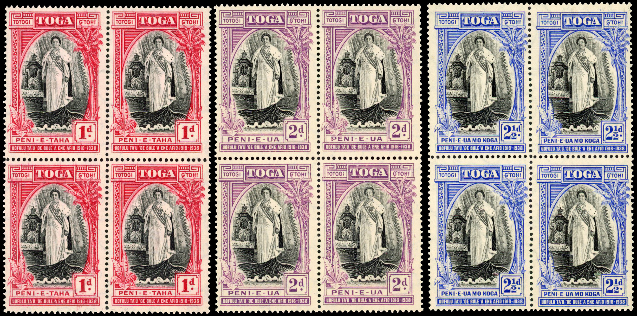 Tonga SG 71-3 blocks mint
