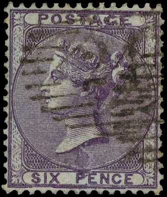 1856 6d Deep Lilac (Wmk. Emblems, azure paper). partial double impression