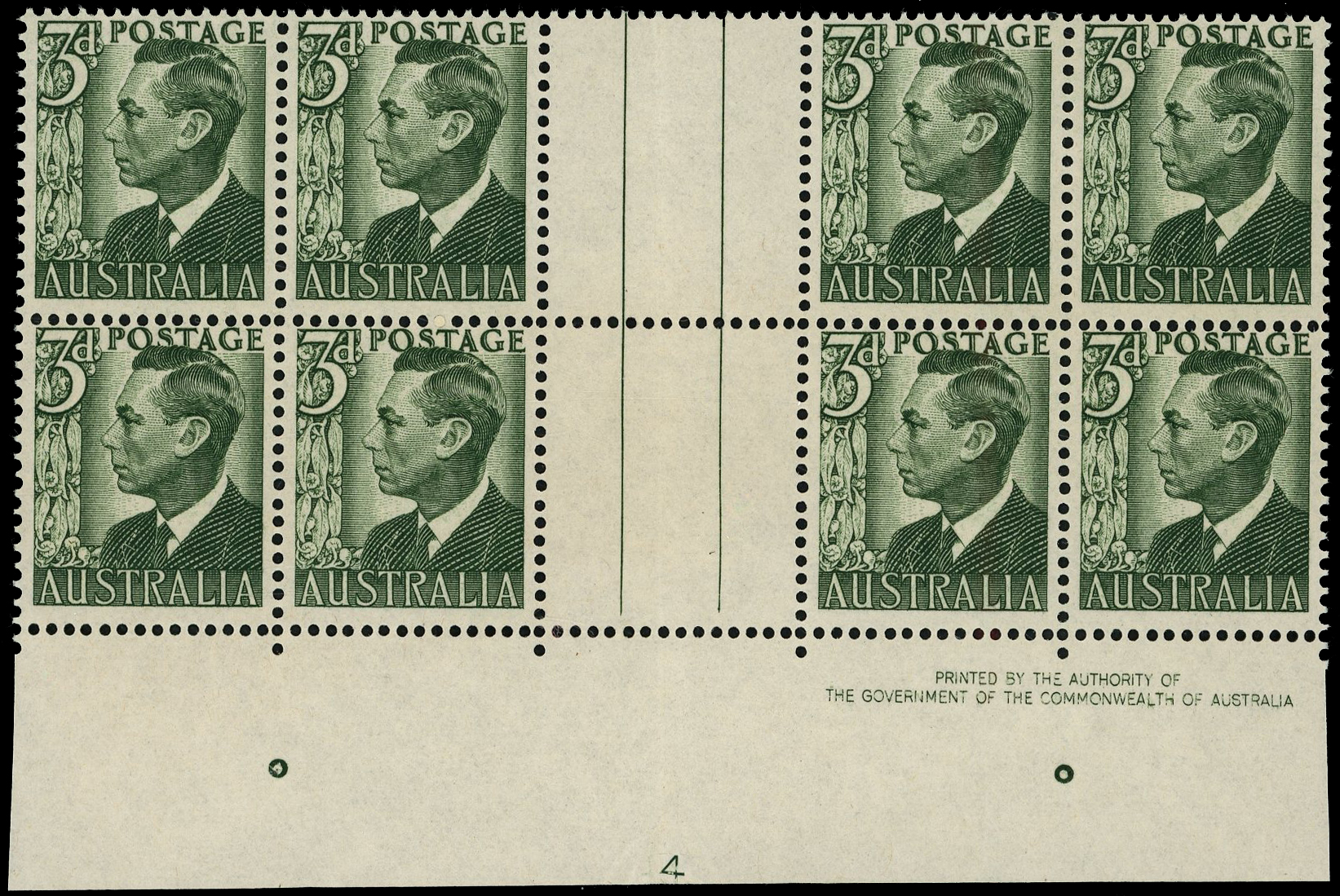 Australia SG 237d Plate 4 block mint