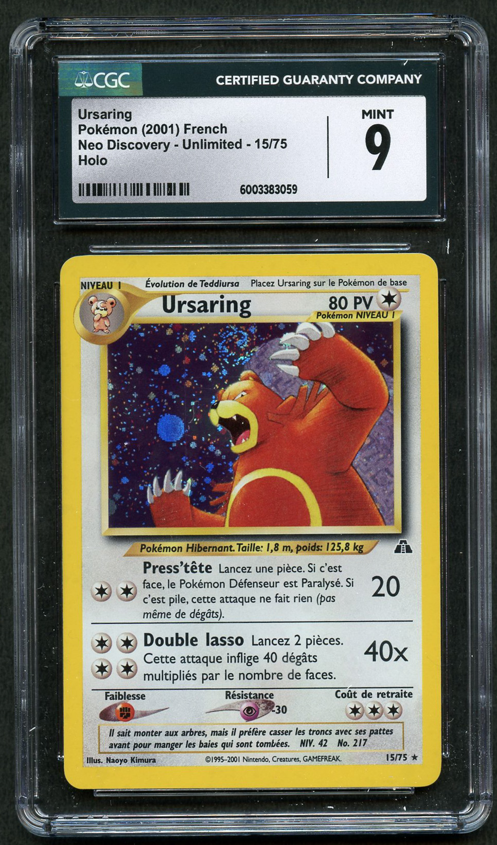 CGC 9 Ursaring - Neo Discovery FRENCH - [Ursaring]