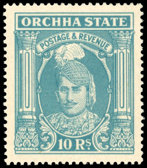 Orchha SG 45 1942 10r turquoise-green mint