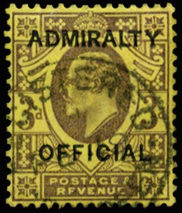 1903 3d Purple/Orange-yellow (Admiralty Official, type O10). Very...