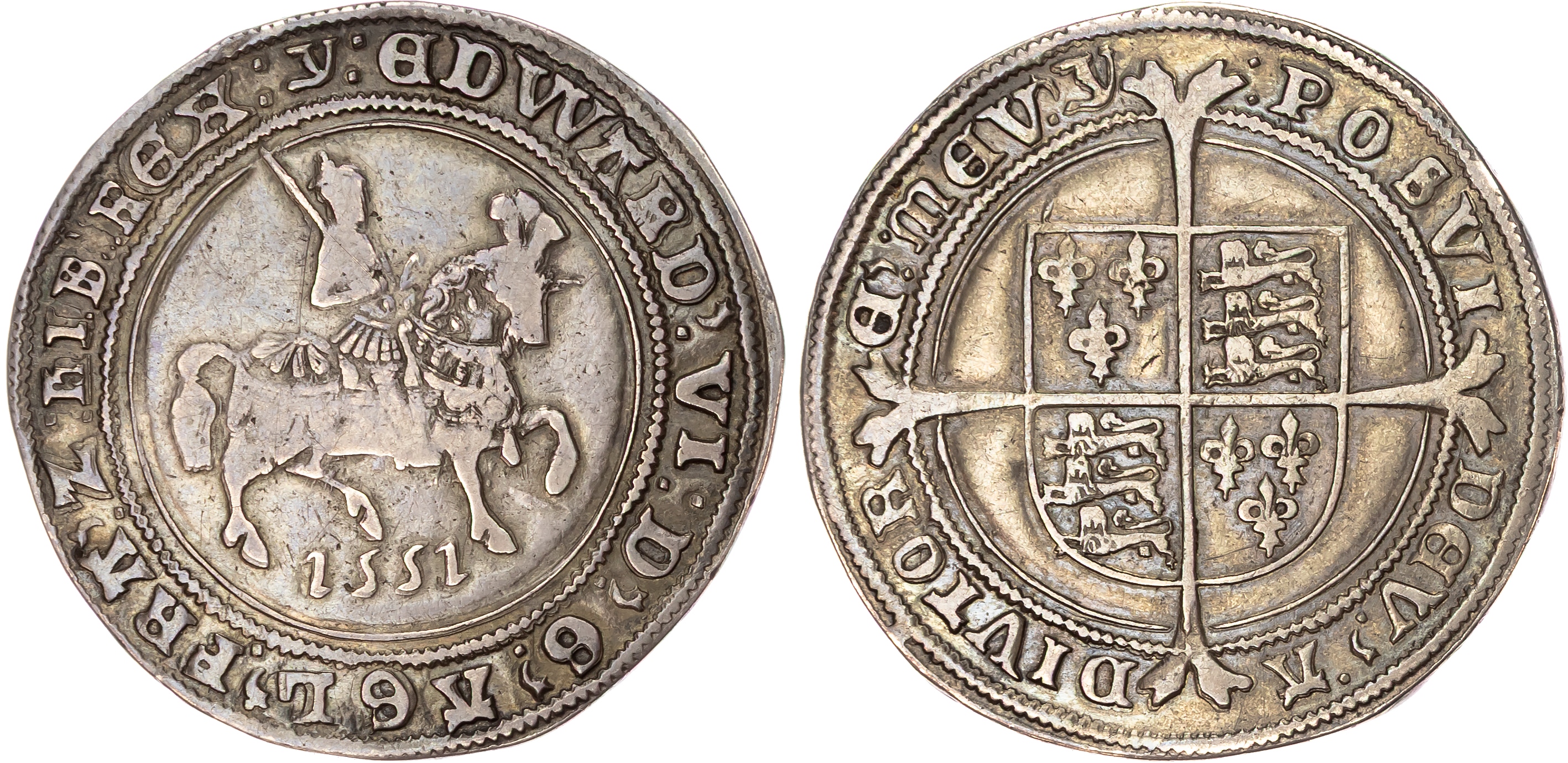 Edward VI (1547-1553) Halfcrown, 1551, third period, fine silver issue, mintmark y both sides.