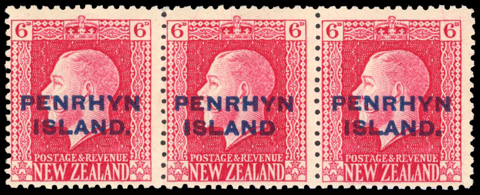 Cook Islands Penrhyn 1917-20 6d carmine perf 14x14½ variety No stop