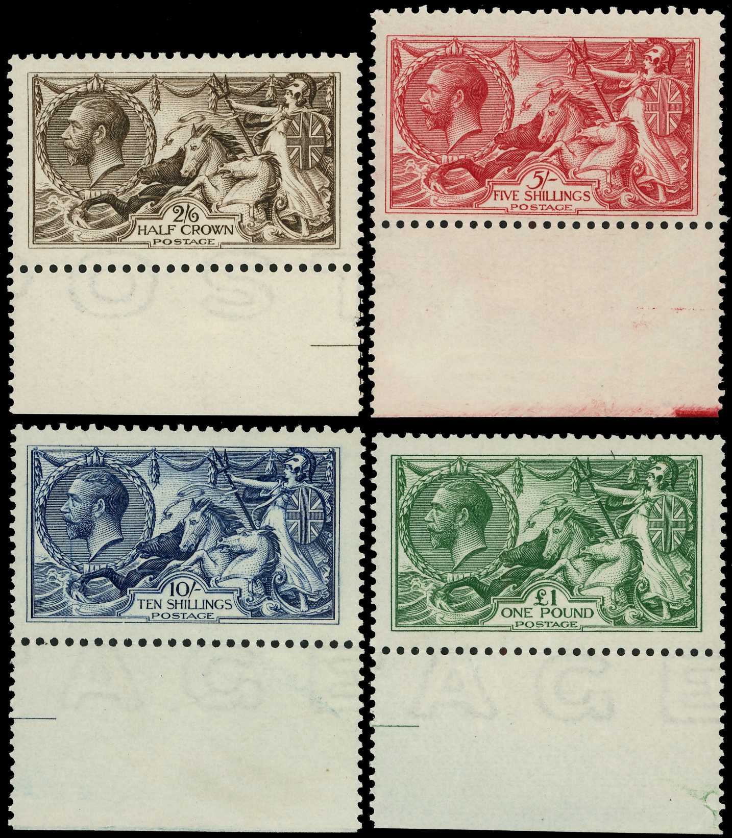 1913 2s6d-£1 Seahorses. Very fine unmounted...