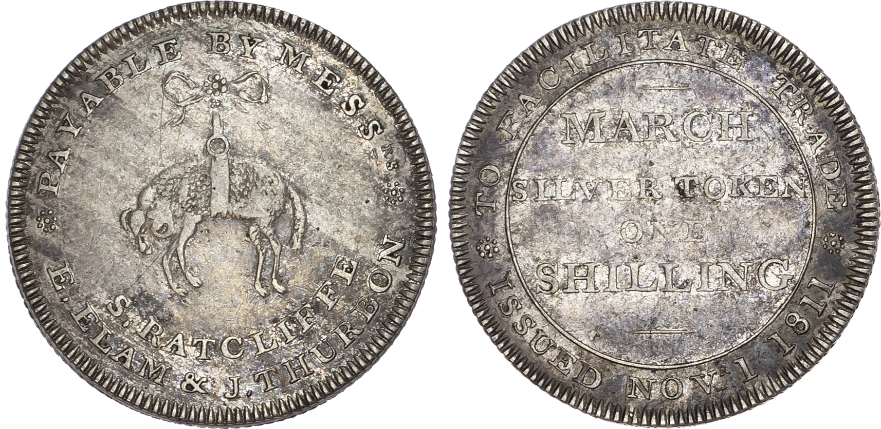 Cambridgeshire, March. S. Ratcliffe et al, silver shilling, 1811. 