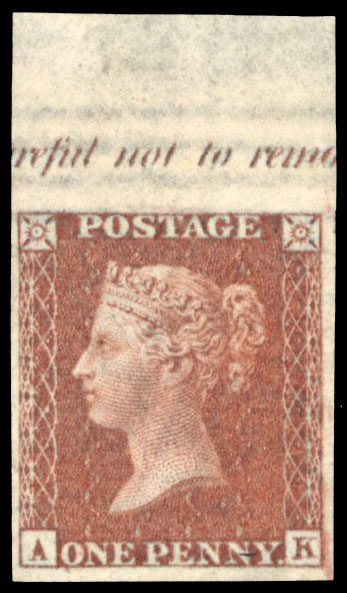 GB 1856 1d red Die II Plate 33 AK imprimatur SG 29