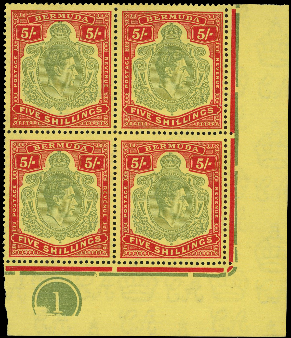 Bermuda SG 118d, de Plate block mint