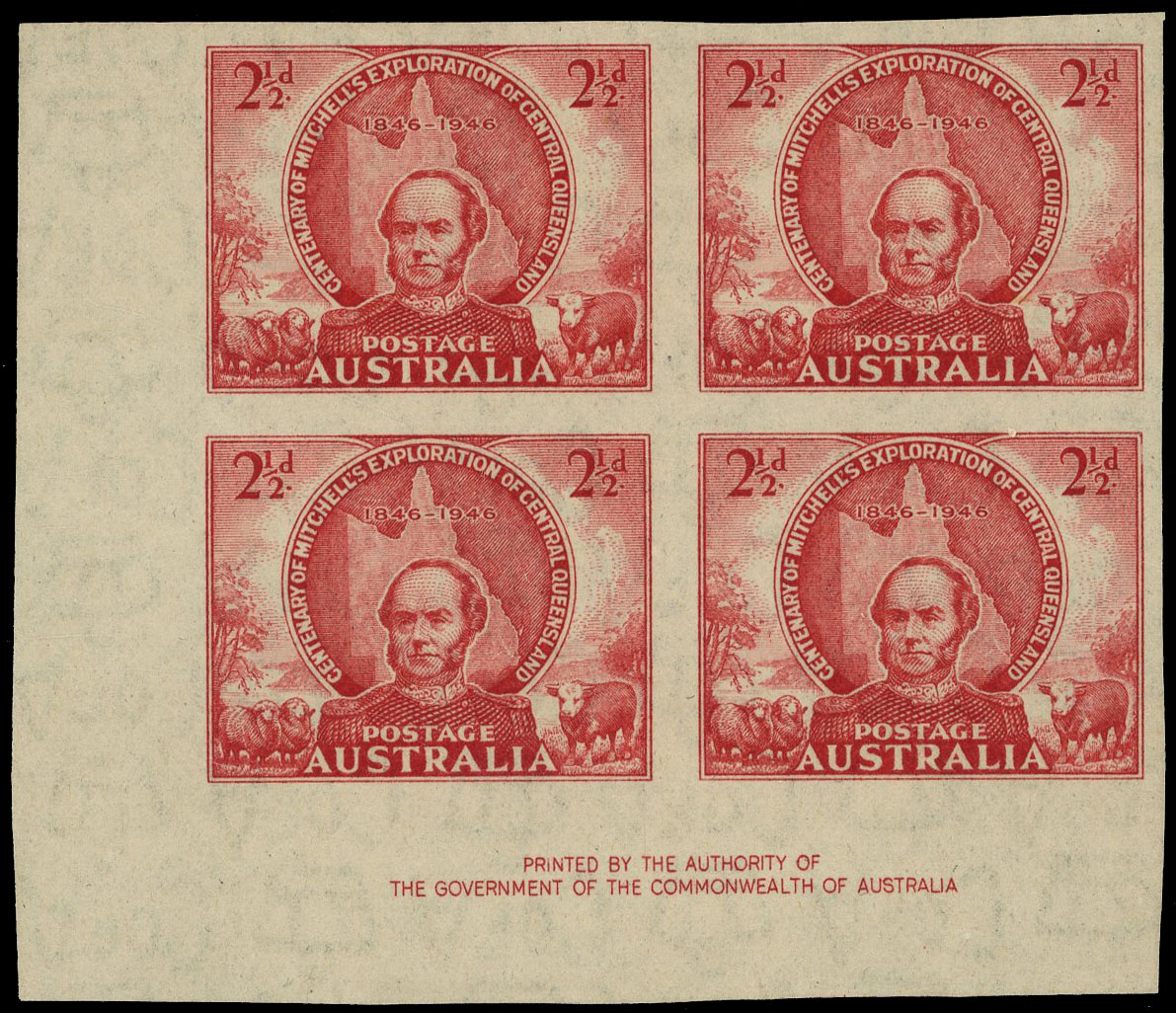Australia SG 216 imperforate imprint block mint