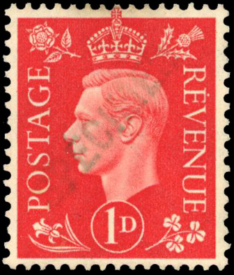 1937 1d Scarlet with green SPECIMEN (SG463var)
