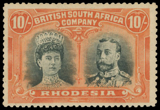 10s greenish black and reddish orange SG 163 variant mint