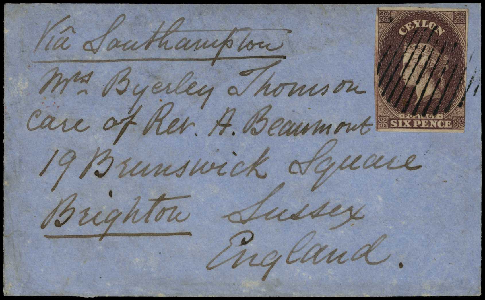 POSTAL HISTORY: 1859 small cover to Brighton...