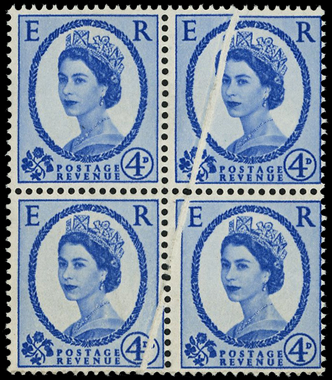 1958 4d deep ultramarine, block of 4...