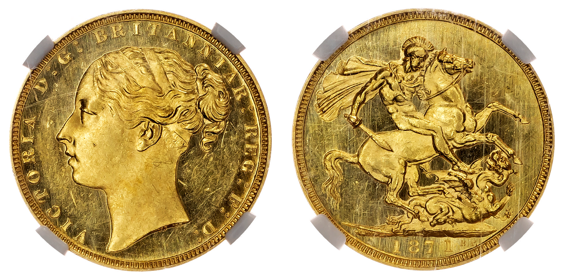 Victoria (1837-1901), AV Proof Sovereign (plain edge), 1871. NGC PF61 Cameo