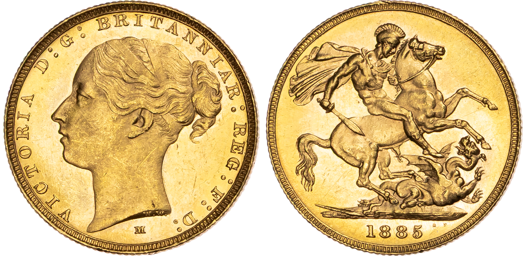 Victoria (1837-1901), AV Sovereign, Melbourne Mint, 1885 M.