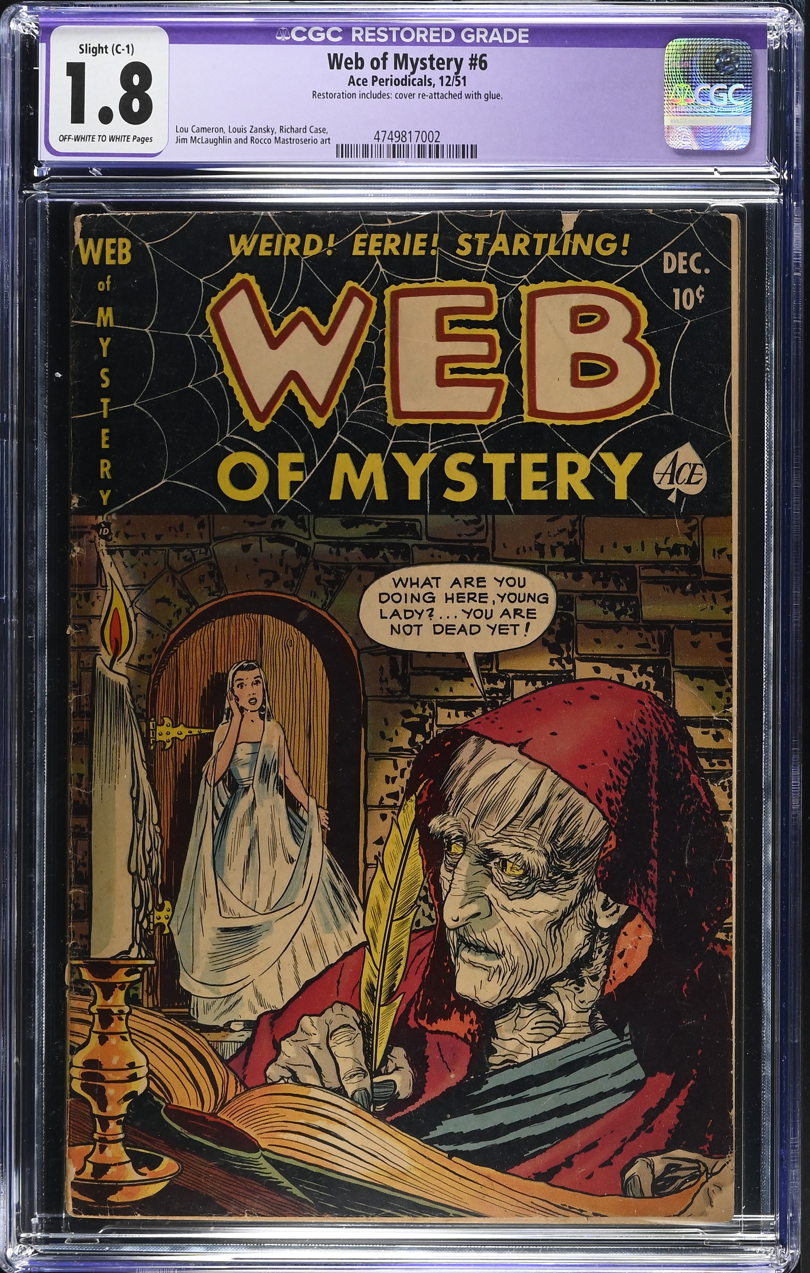 Web of Mystery #6 Restored CGC 1.8 Lou Cameron Art (Ace Periodicals, 1951) Off-White to White Pages
