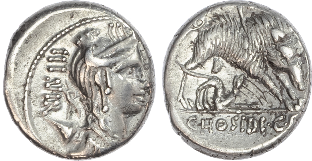 C. Hostidius C. f. Geta (68 BC) AR Denarius, Rome, 3.95g.