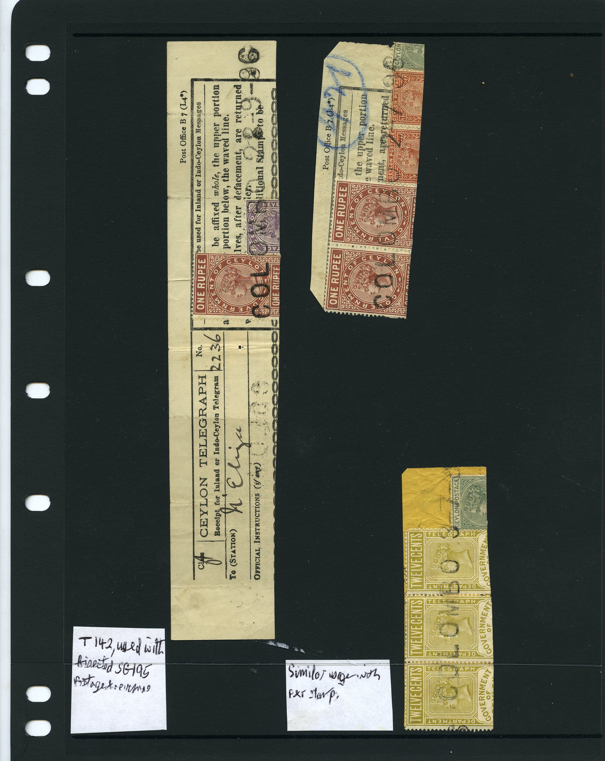 1896-1902 values on pieces of telegraph...