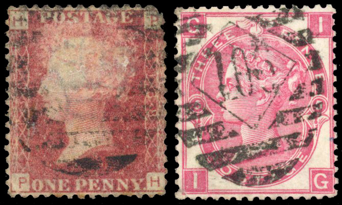 1870 Schwann, Modera & Co London, unofficial underprints. Two used examples