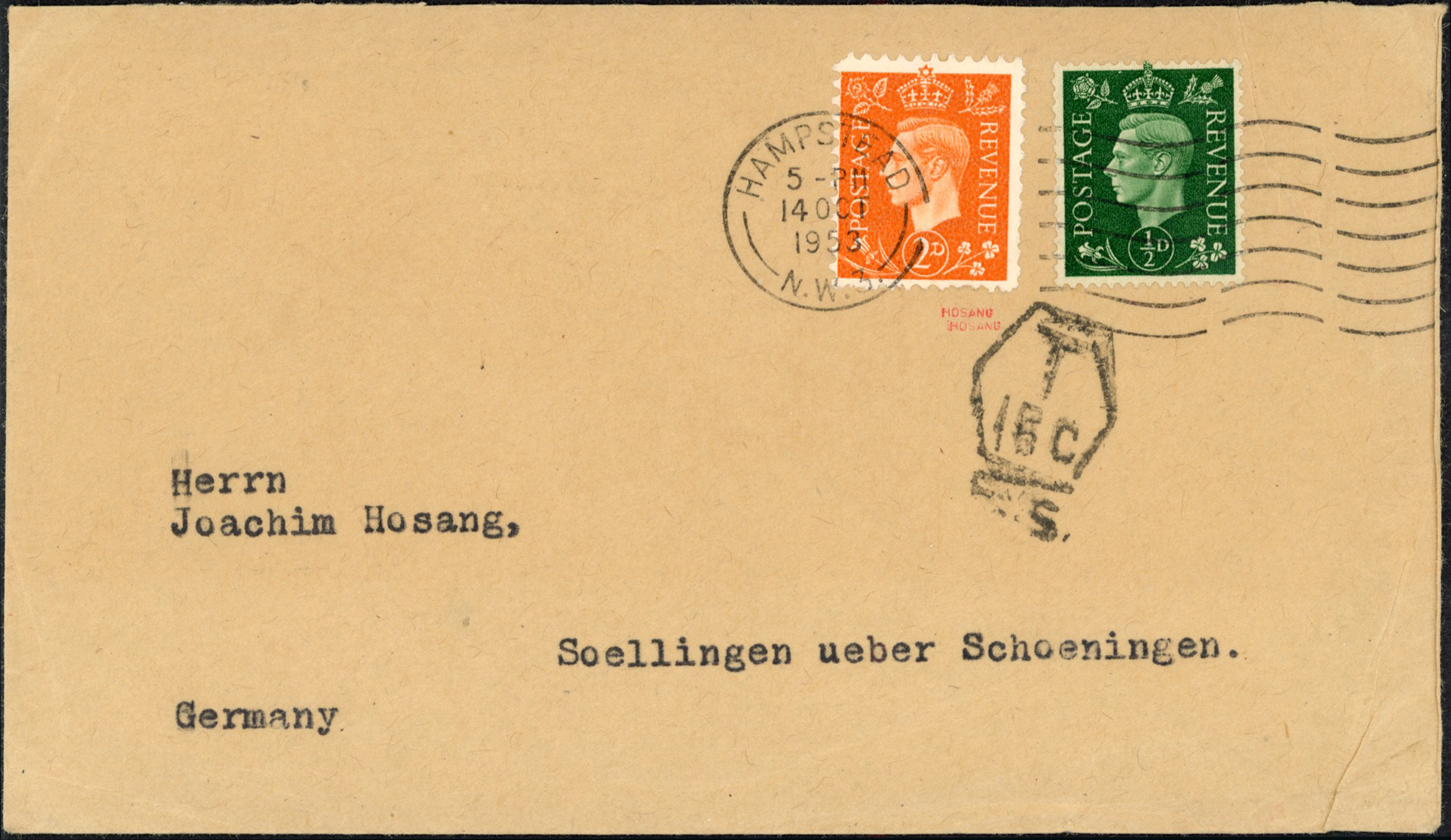 German Propaganda Forgeries; 1937 2d used on 1953 cover