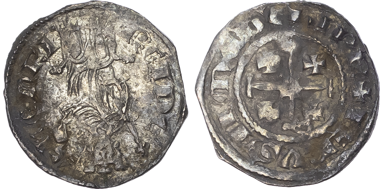 Cyprus, Crusaders, Lusignan Kingdom, billion Denier (1) and silver Half Gros (3)