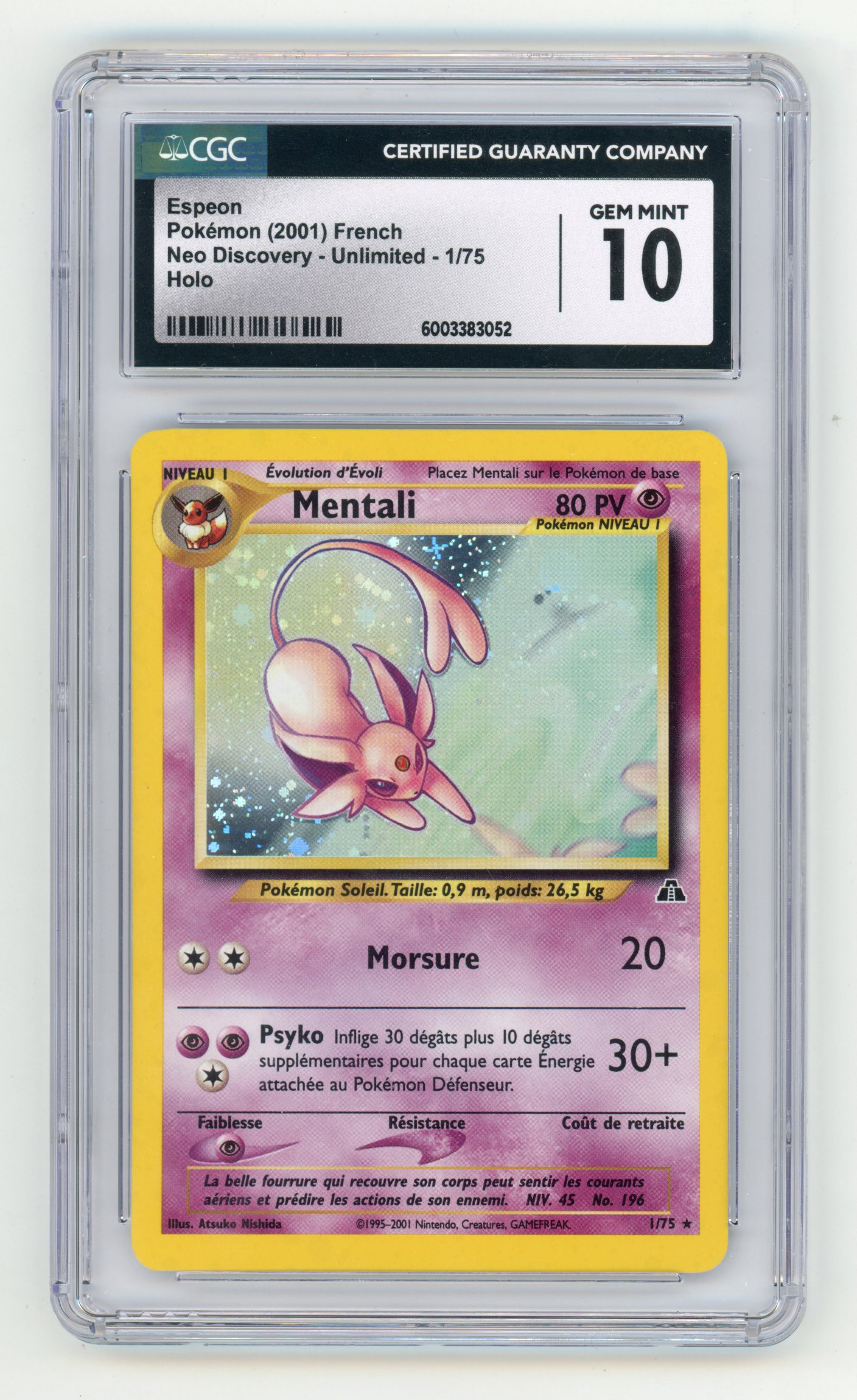 CGC 10 Espeon #1 Holo French - Neo Discovery