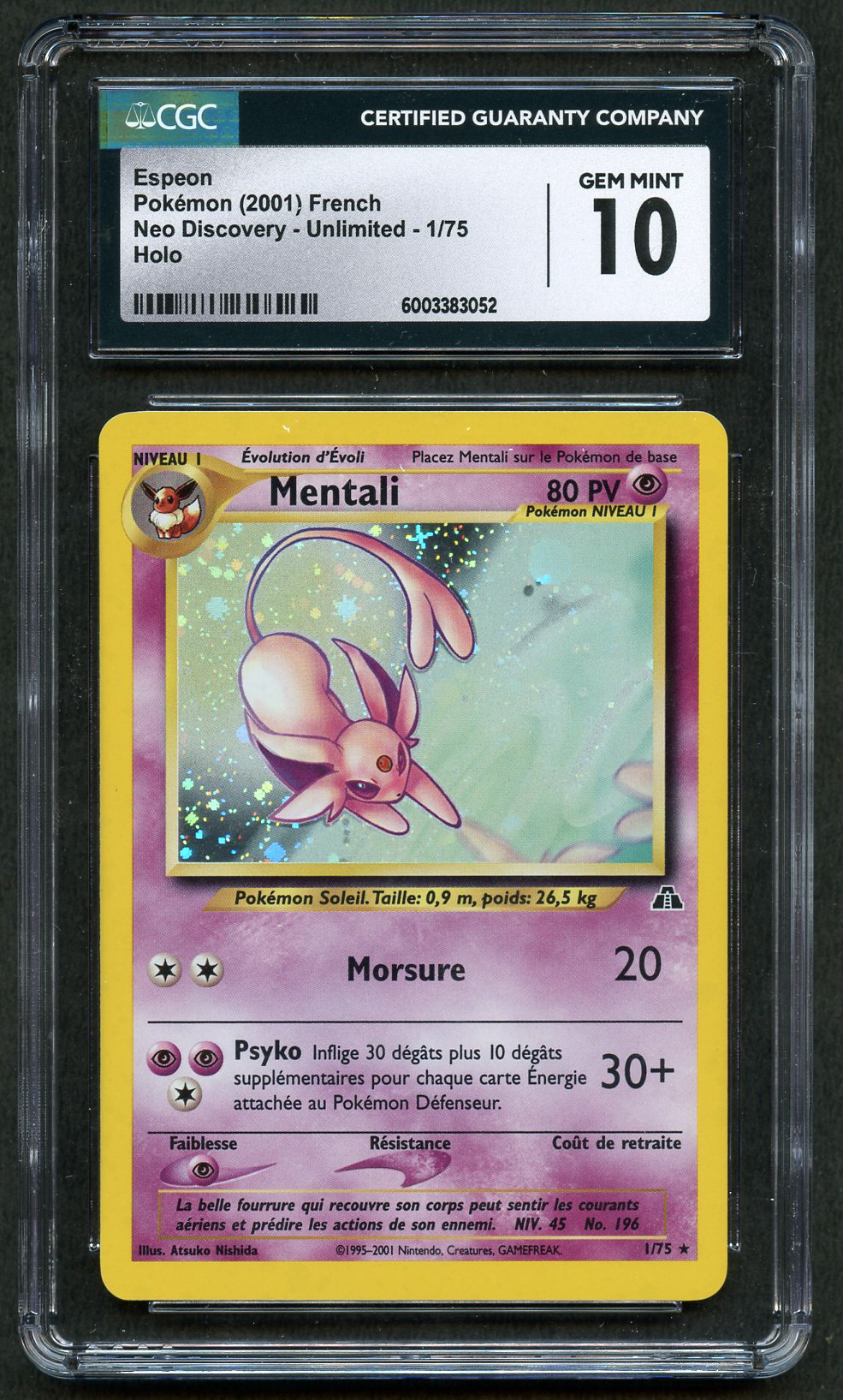 CGC 10 Espeon- Neo Discovery FRENCH - Population 1 [Mentali]