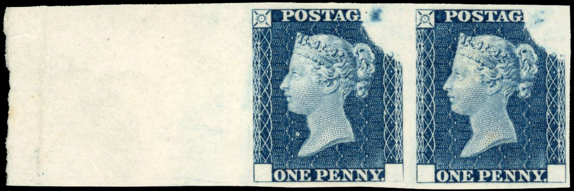 GB 1840 1d Rainbow Trial pair in deep blue 