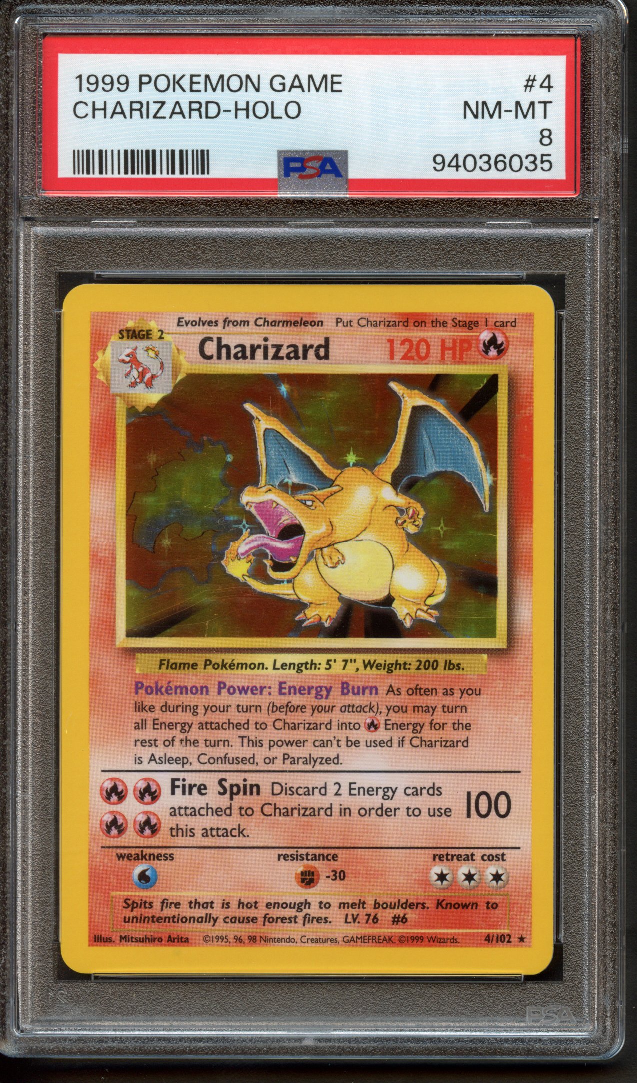 PSA 8 Charizard Holo #4 - Base Set Unlimited 1999 