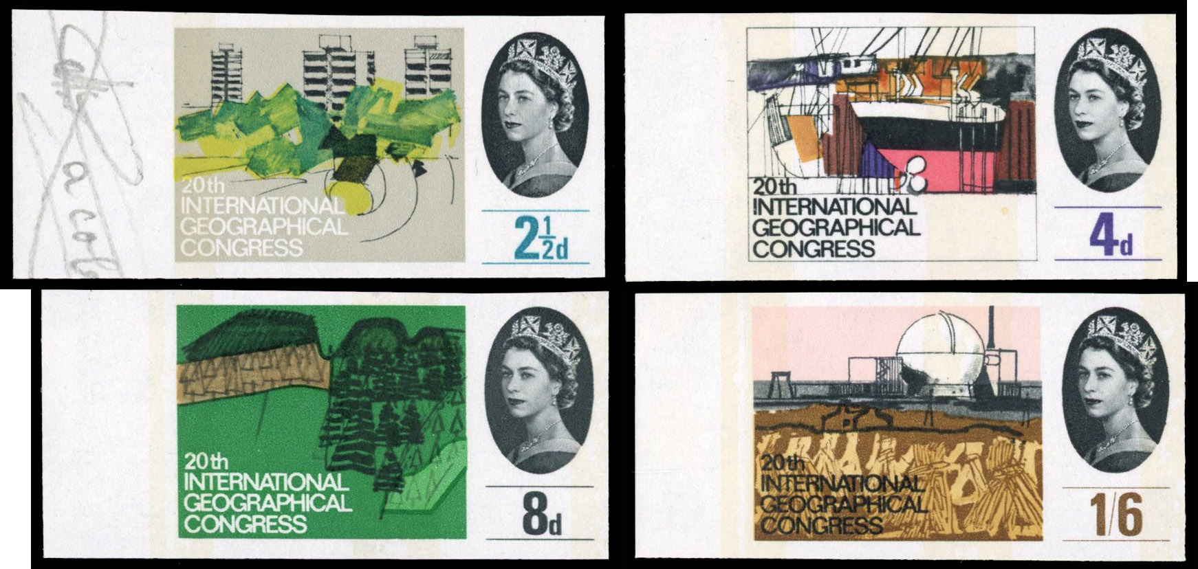 Great Britain 1964 2½d-1s6d 20th International Geographical Congress, Set of Four, BPMA Imprimatur, SG 651/4p
