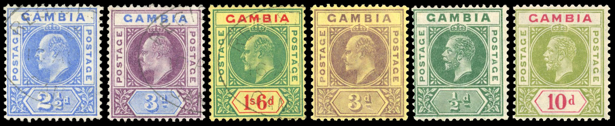 Gambia 1902-22 mint and used variety group